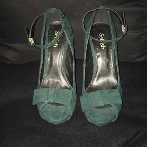 Vintage Faux Suede Heels